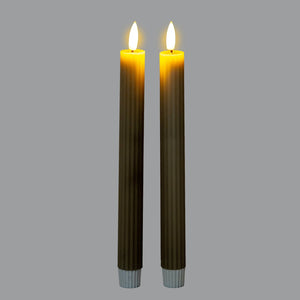 Luxe Collection Natural Glow Sage Ribbed Taper Candles - Canwell Interiors Limited - Hills