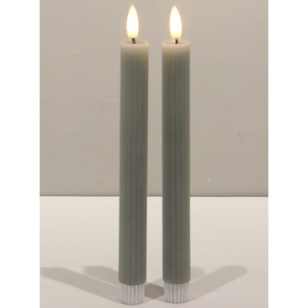Luxe Collection Natural Glow Sage Ribbed Taper Candles - Canwell Interiors Limited - Hills