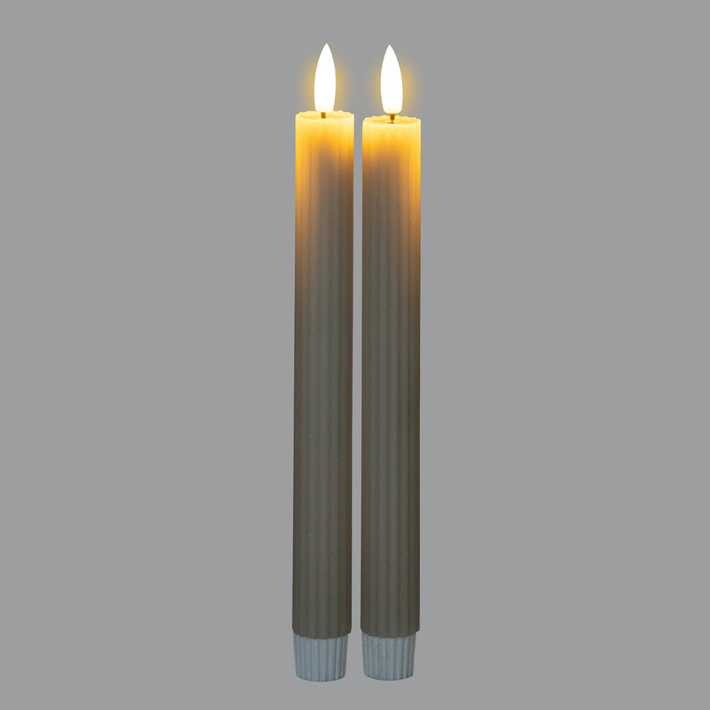 Luxe Collection Natural Glow Taupe Ribbed Taper Candles - Canwell Interiors Limited - Hills