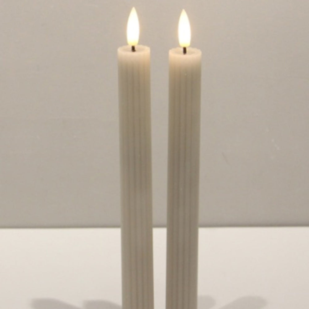 Luxe Collection Natural Glow Taupe Ribbed Taper Candles - Canwell Interiors Limited - Hills