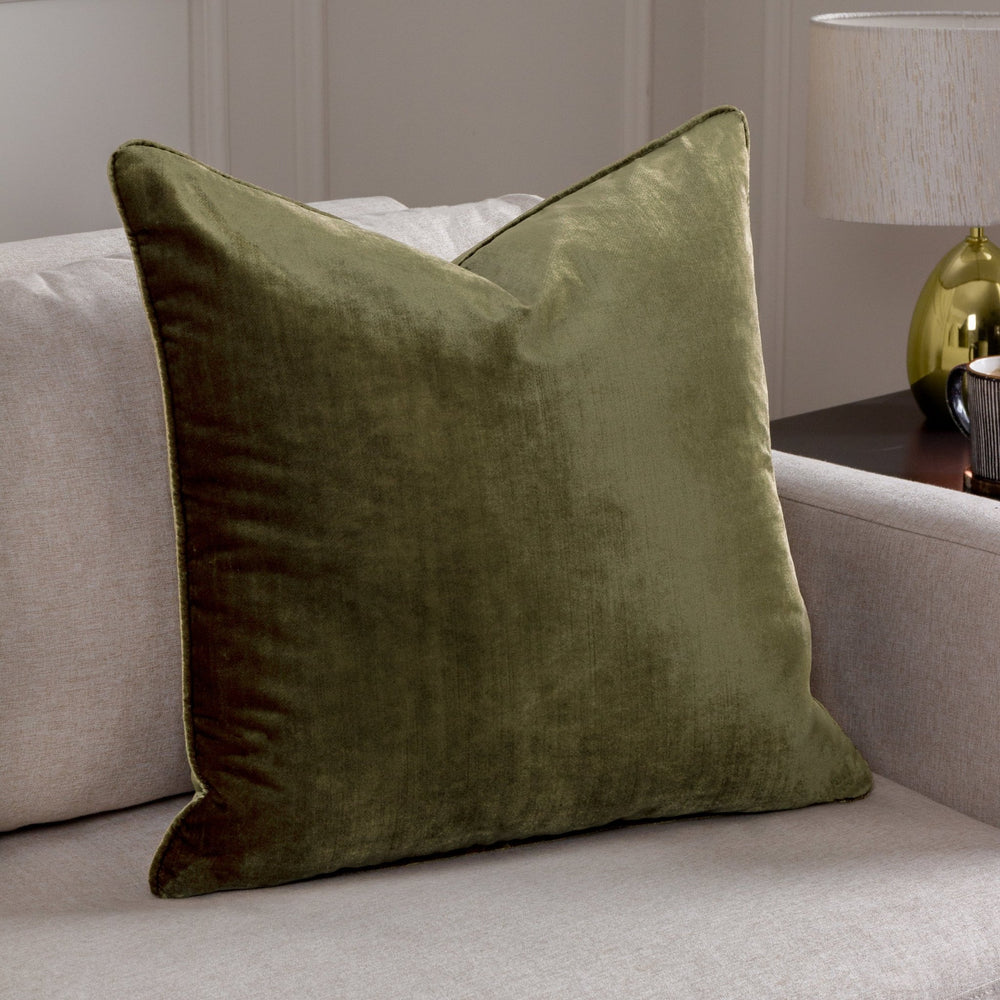 Luxe Velvet 55x55 Feather Filled Cushion Olive - Canwell Interiors Limited - Riva