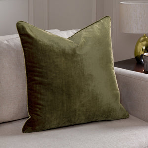 Luxe Velvet 55x55 Feather Filled Cushion Olive - Canwell Interiors Limited - Riva