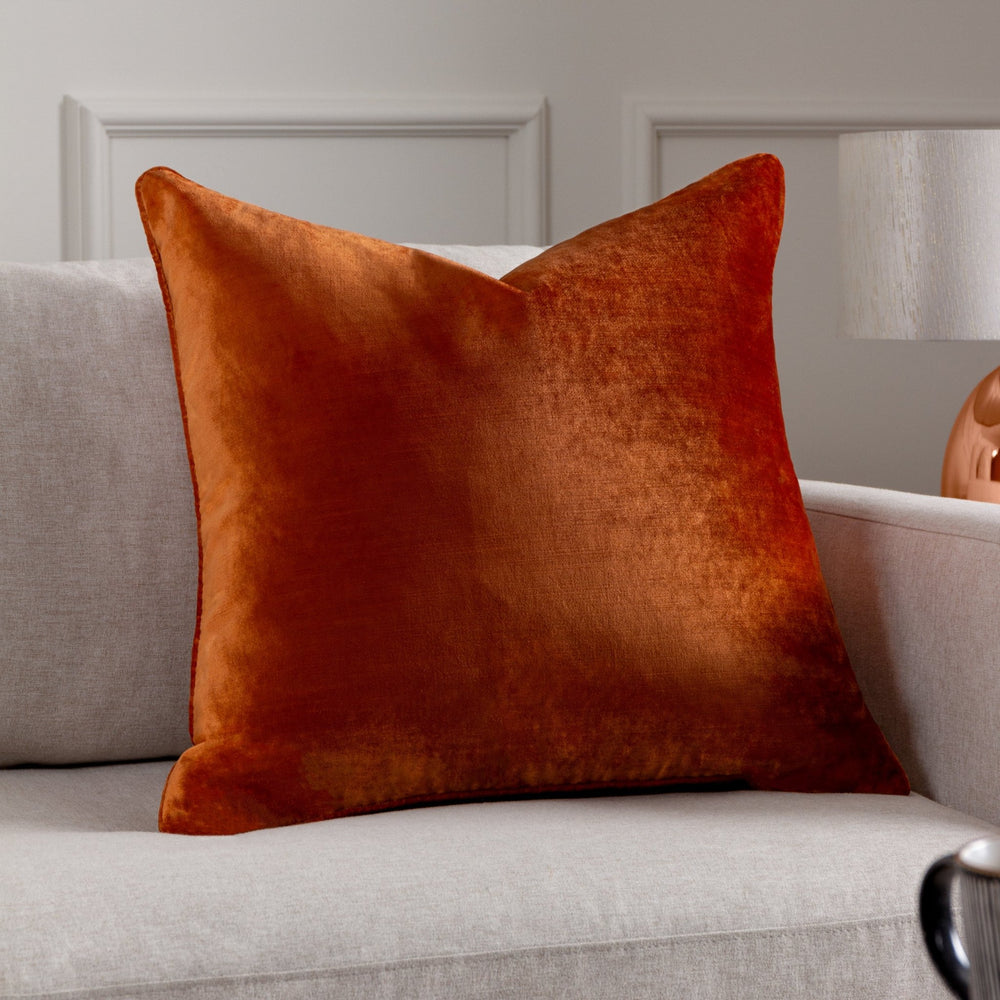 Luxe Velvet 55x55 Feather Filled Cushion Rust - Canwell Interiors Limited - Riva
