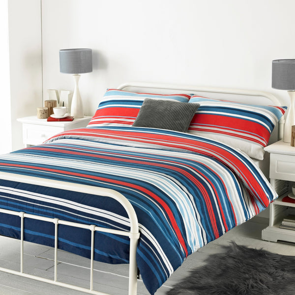 Lymington King Size Duvet Set Blu & Red - Canwell Interiors Limited - Riva