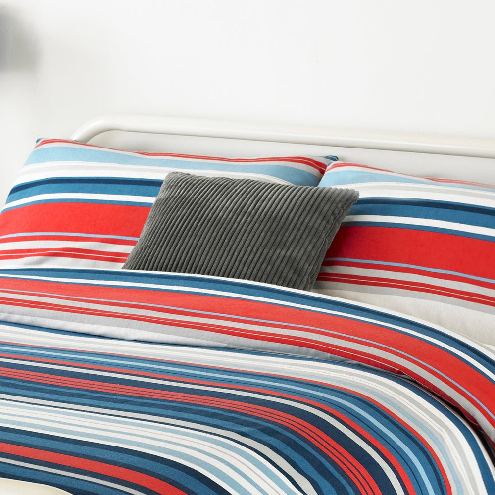 Lymington King Size Duvet Set Blu & Red - Canwell Interiors Limited - Riva