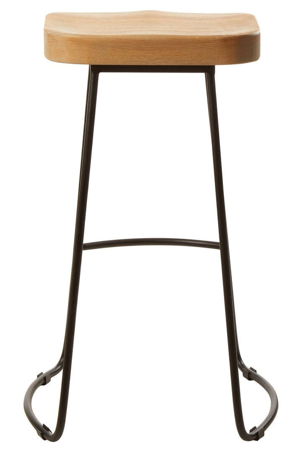 Lyon Oak Wood and Black Metal Bar Stool - Canwell Interiors Limited - Xshowhome