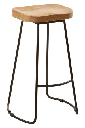 Lyon Oak Wood and Black Metal Bar Stool - Canwell Interiors Limited - Xshowhome