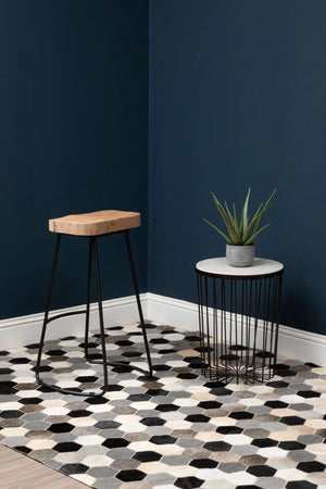 Lyon Oak Wood and Black Metal Bar Stool - XShowhome Limited - Xshowhome