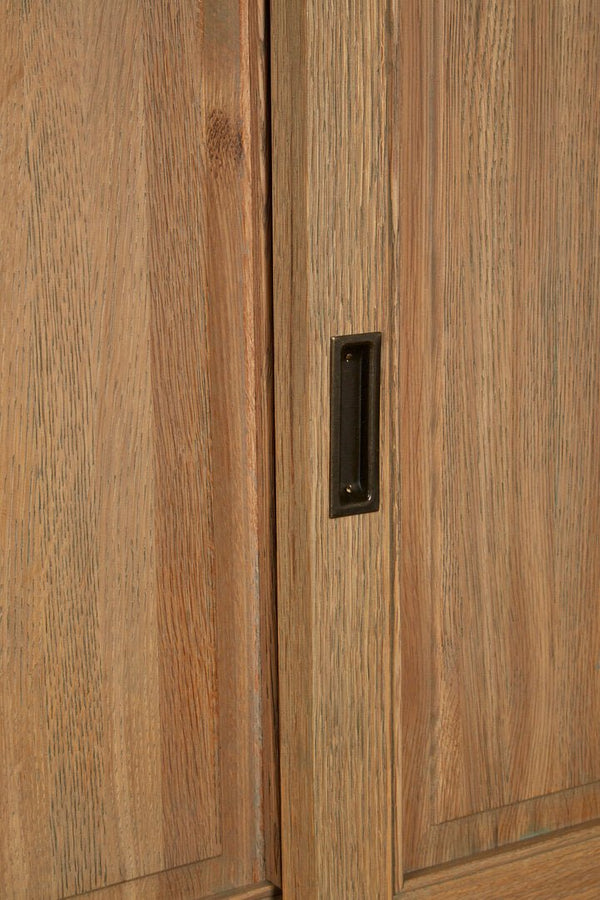 Lyon Oak Wood Tall Cabinet with Washed Grey Finish - Canwell Interiors Limited - Xshowhome