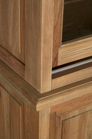 Lyon Oak Wood Tall Cabinet with Washed Grey Finish - Canwell Interiors Limited - Xshowhome