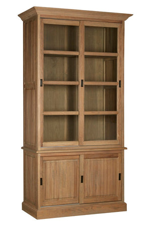 Lyon Oak Wood Tall Cabinet with Washed Grey Finish - Canwell Interiors Limited - Xshowhome