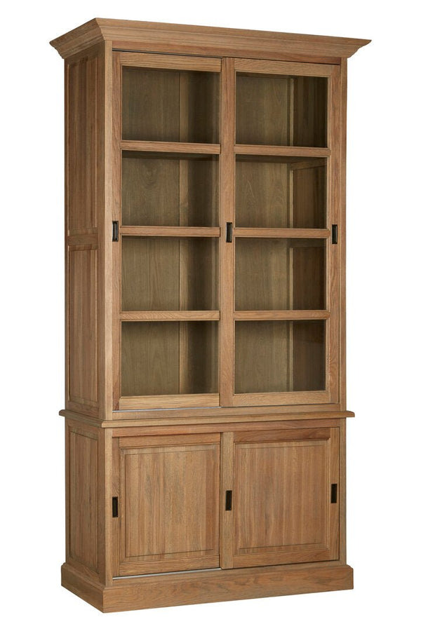Lyon Oak Wood Tall Cabinet with Washed Grey Finish - Canwell Interiors Limited - Xshowhome