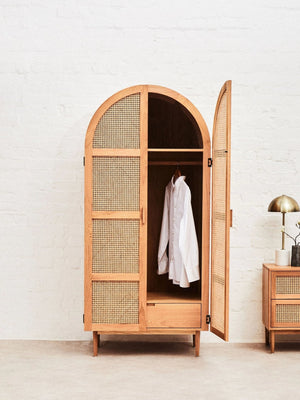 Lyon Rattan and Oak Wood 2 Door Wardrobe - XShowhome Limited - Xshowhome