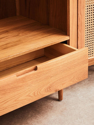 Lyon Rattan and Oak Wood 2 Door Wardrobe - XShowhome Limited - Xshowhome