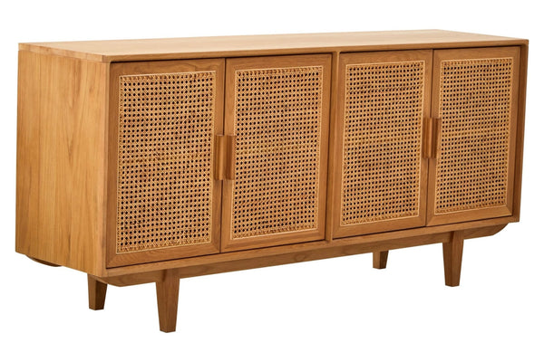 Lyon Rattan and Oak Wood 4 Door Sideboard - XShowhome Limited - Xshowhome