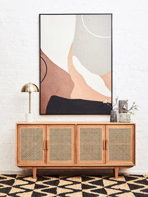 Lyon Rattan and Oak Wood 4 Door Sideboard - XShowhome Limited - Xshowhome