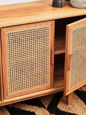 Lyon Rattan and Oak Wood 4 Door Sideboard - XShowhome Limited - Xshowhome