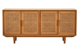 Lyon Rattan and Oak Wood 4 Door Sideboard - XShowhome Limited - Xshowhome