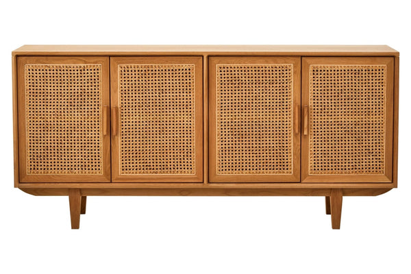 Lyon Rattan and Oak Wood 4 Door Sideboard - XShowhome Limited - Xshowhome