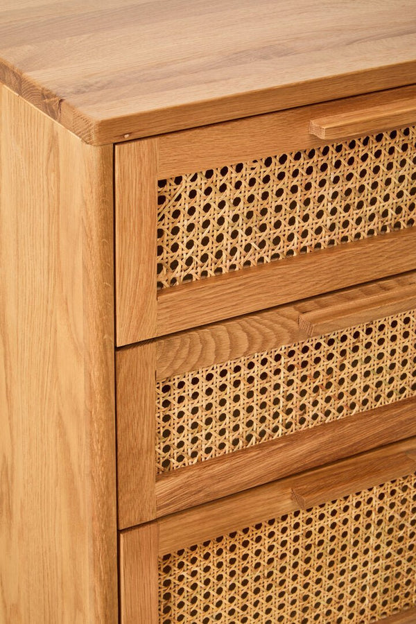Lyon Rattan and Oak Wood Chest of Four Drawers - Canwell Interiors Limited - Xshowhome