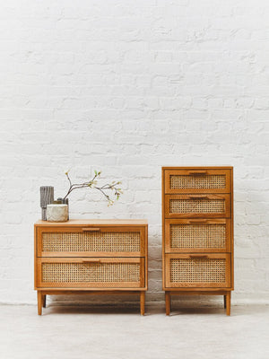 Lyon Rattan and Oak Wood Chest of Four Drawers - Canwell Interiors Limited - Xshowhome
