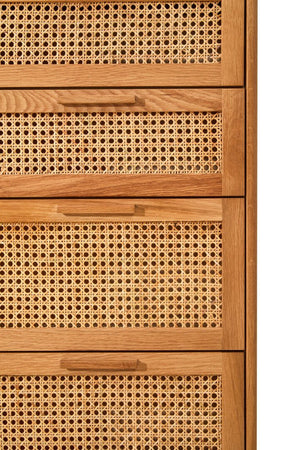Lyon Rattan and Oak Wood Chest of Four Drawers - Canwell Interiors Limited - Xshowhome