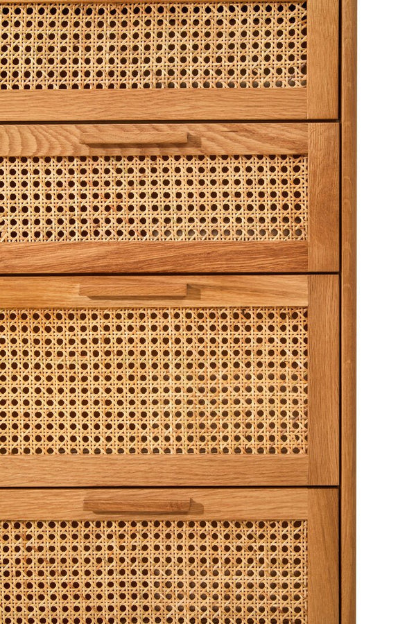 Lyon Rattan and Oak Wood Chest of Four Drawers - Canwell Interiors Limited - Xshowhome