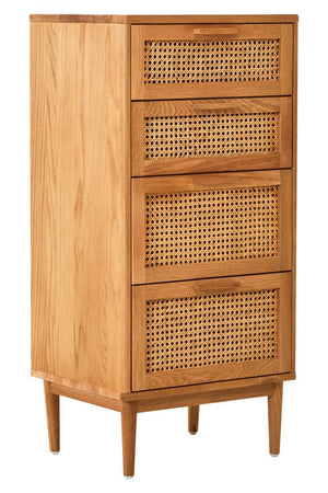 Lyon Rattan and Oak Wood Chest of Four Drawers - Canwell Interiors Limited - Xshowhome