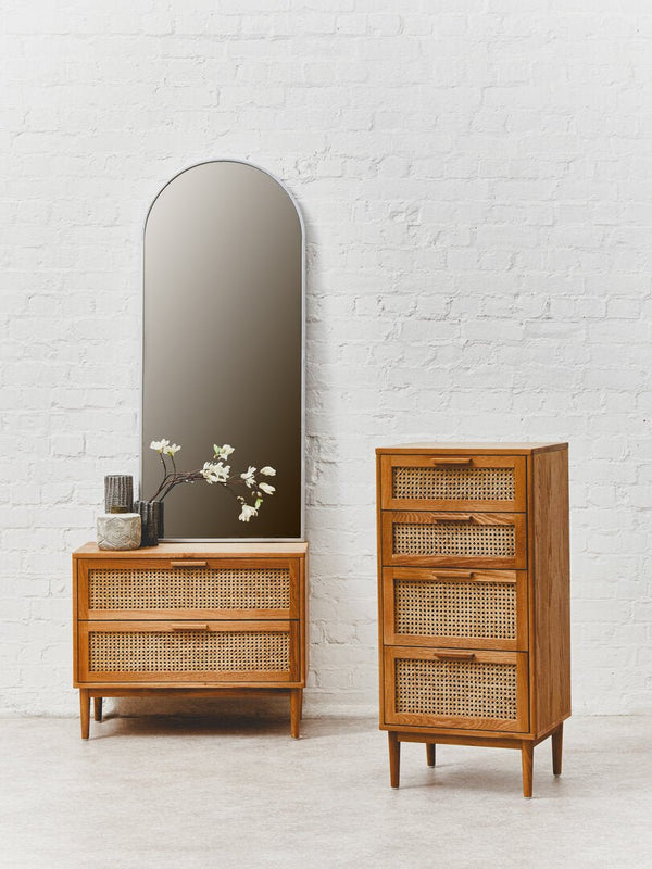 Lyon Rattan and Oak Wood Chest of Four Drawers - Canwell Interiors Limited - Xshowhome