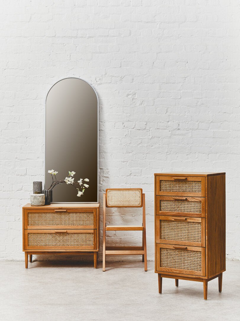 Lyon Rattan and Oak Wood Chest of Four Drawers - Canwell Interiors Limited - Xshowhome