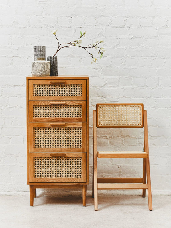 Lyon Rattan and Oak Wood Chest of Four Drawers - XShowhome Limited - Xshowhome