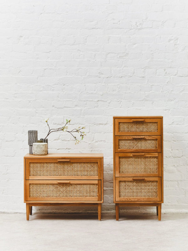 Lyon Rattan and Oak Wood Chest of Four Drawers - XShowhome Limited - Xshowhome