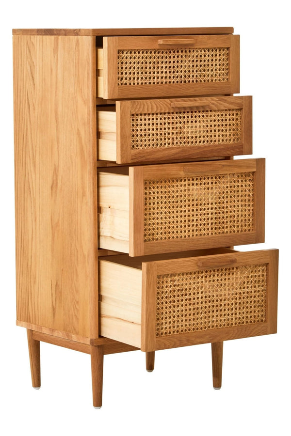 Lyon Rattan and Oak Wood Chest of Four Drawers - XShowhome Limited - Xshowhome