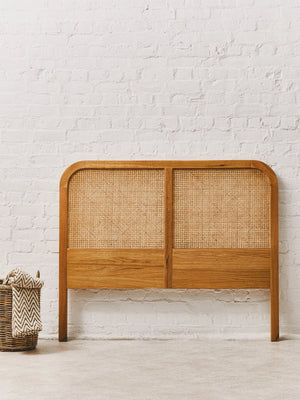 Lyon Rattan and Oak Wood Double Bed Headboard - XShowhome Limited - Xshowhome