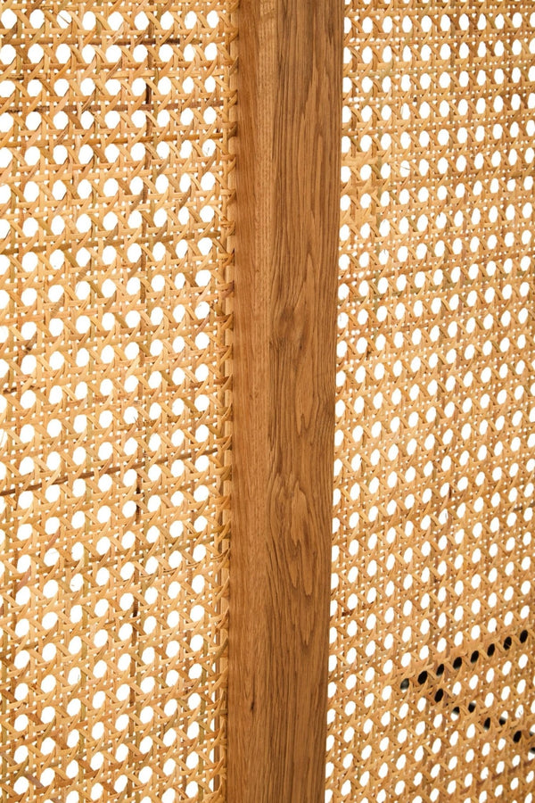 Lyon Rattan and Oak Wood Double Bed Headboard - XShowhome Limited - Xshowhome