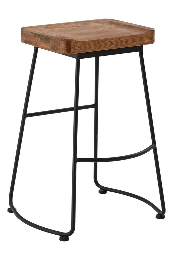 Lyon Weathered Oak Wood and Metal Bar Stool - Canwell Interiors Limited - Xshowhome
