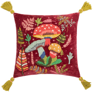 Magic Mushrooms 45x45 Feather Filled Cushion Ruby Red - Canwell Interiors Limited - Riva