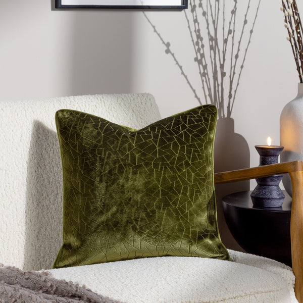 Malans 45x45 Feather Filled Cushion Olive - Canwell Interiors Limited - Riva