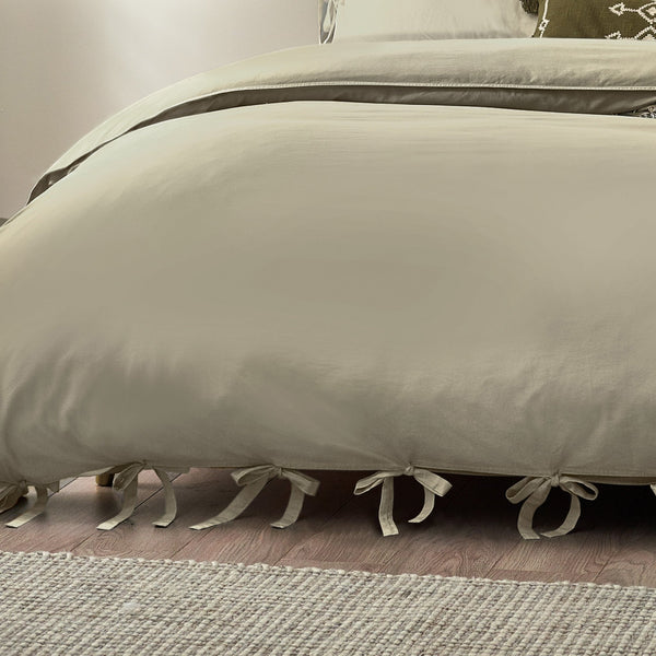 Mallow Bow Tie King Size Duvet Set Linen - XShowhome Limited - Riva