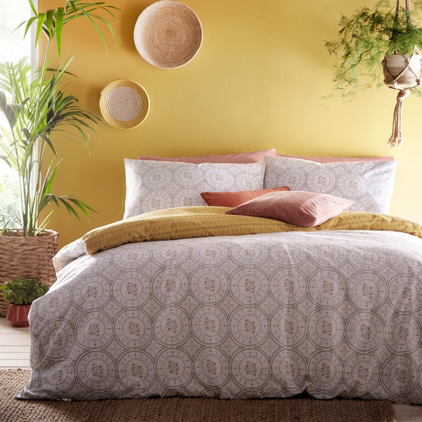 Mandala Sks Duvet Set Grey/ochre - Canwell Interiors Limited - Riva
