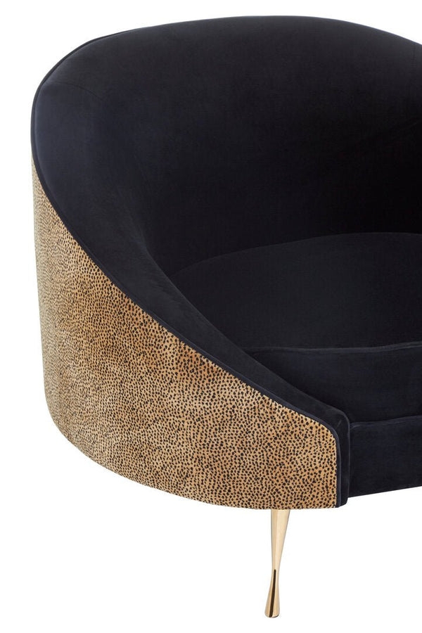 Manhattan Black Velvet and Leopard Print Cocoon Chair - Canwell Interiors Limited - Xshowhome