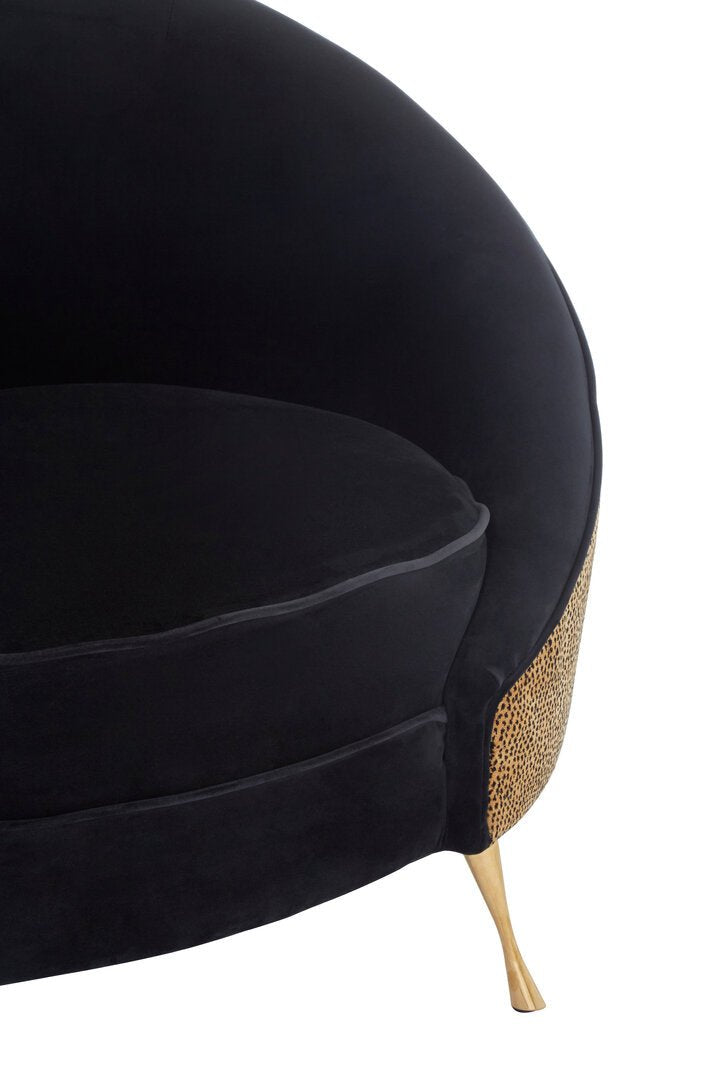 Manhattan Black Velvet and Leopard Print Cocoon Chair - Canwell Interiors Limited - Xshowhome