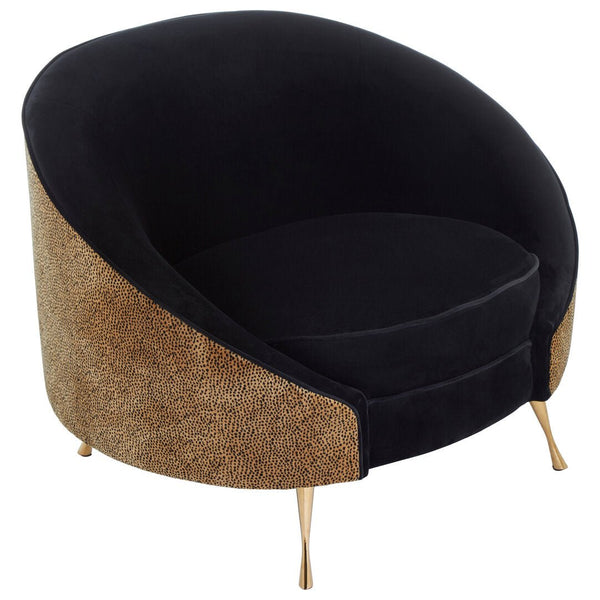 Manhattan Black Velvet and Leopard Print Cocoon Chair - Canwell Interiors Limited - Xshowhome