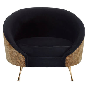 Manhattan Black Velvet and Leopard Print Cocoon Chair - XShowhome Limited - Xshowhome