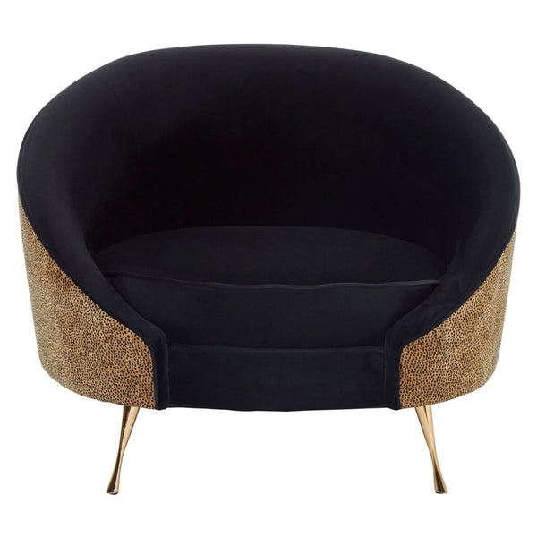 Manhattan Black Velvet and Leopard Print Cocoon Chair - XShowhome Limited - Xshowhome