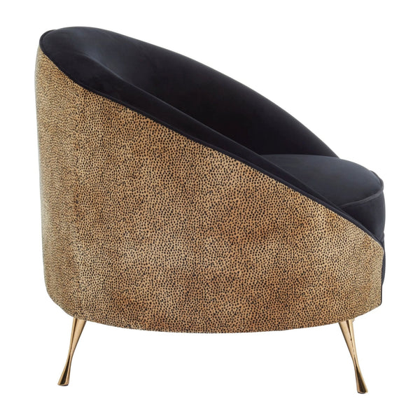 Manhattan Black Velvet and Leopard Print Cocoon Chair - XShowhome Limited - Xshowhome