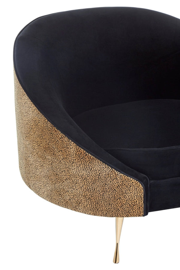 Manhattan Black Velvet and Leopard Print Cocoon Chair - XShowhome Limited - Xshowhome
