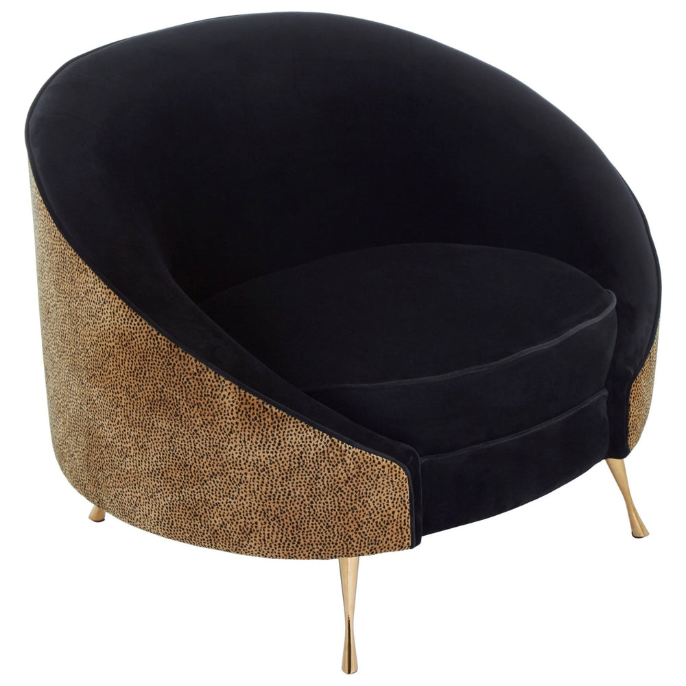 Manhattan Black Velvet and Leopard Print Cocoon Chair - XShowhome Limited - Xshowhome