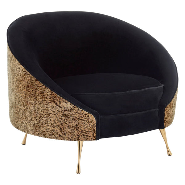 Manhattan Black Velvet and Leopard Print Cocoon Chair - XShowhome Limited - Xshowhome
