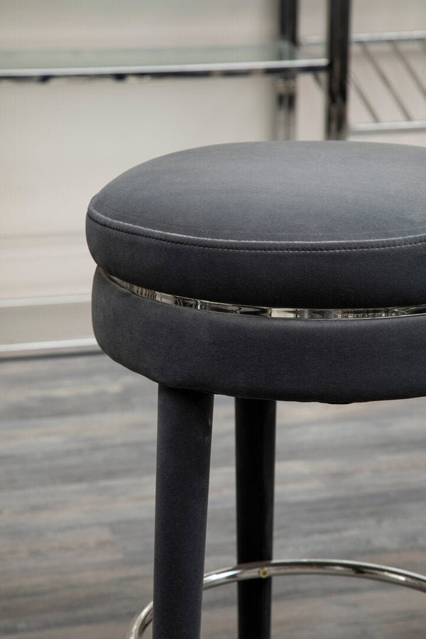 Manhattan Grey Velvet Bar Stool with Rubberwood Legs - Canwell Interiors Limited - Xshowhome